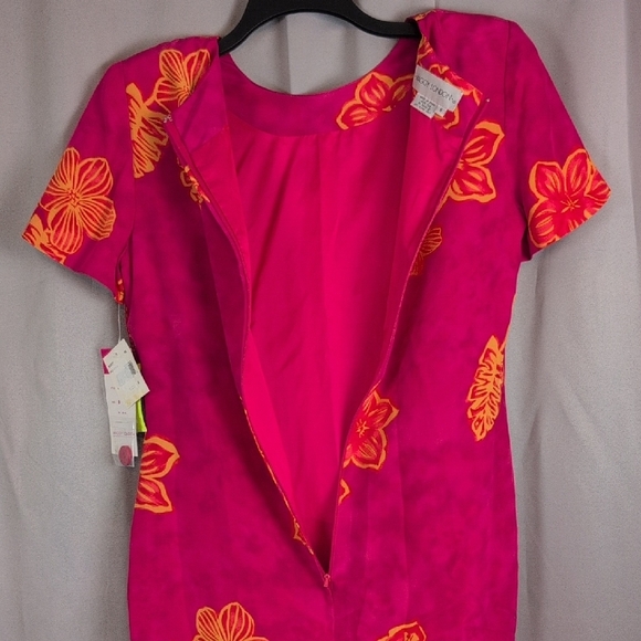 Maggy London Pink Sheath Midi Dress Crew Neck - Picture 3 of 8